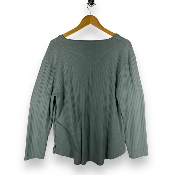 4 for $20 SALE! Chaser Waffle Knit Thermal V Neck Long Sleeve Top, Mint, Size XL - Picture 10 of 10